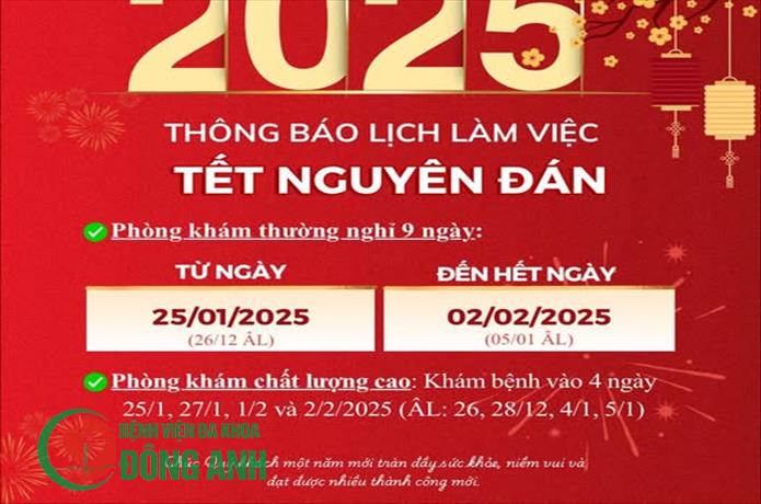 THÔNG BÁO LỊCH LÀM VIỆC TẾT NGUYÊN ĐÁN ẤT TỴ NĂM 2025