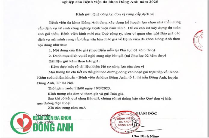 THƯ MỜI CHÀO GIÁ