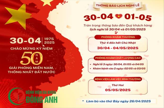 THÔNG BÁO LỊCH NGHỈ LỄ 30/04 - 01/05/2025 VÀ LỊCH LÀM BÙ