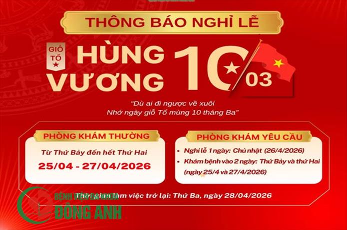 THÔNG BÁO LỊCH NGHỈ LỄ GIỖ TỔ HÙNG VƯƠNG VÀ 30/04 - 01/05/2026