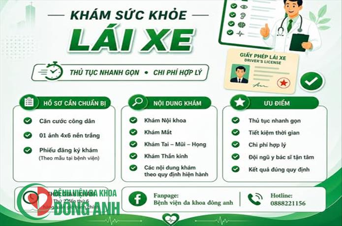 KHÁM SỨC KHỎE LÁI XE TẠI BỆNH VIỆN ĐA KHOA ĐÔNG ANH
